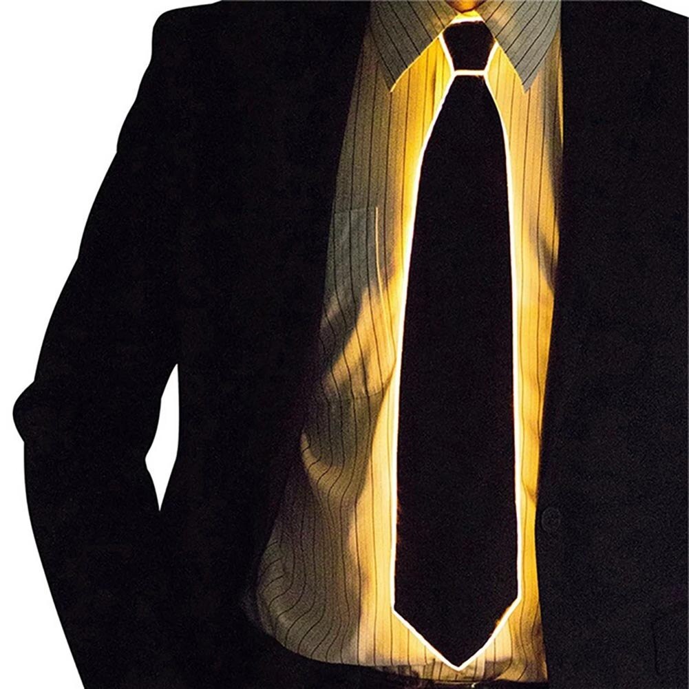 EL Luminous Necktie Glowing Fanny Flashing Ties Novelty Necktie for Men LED Light Up Ties Halloween Party Costume Accessory: YELLOW