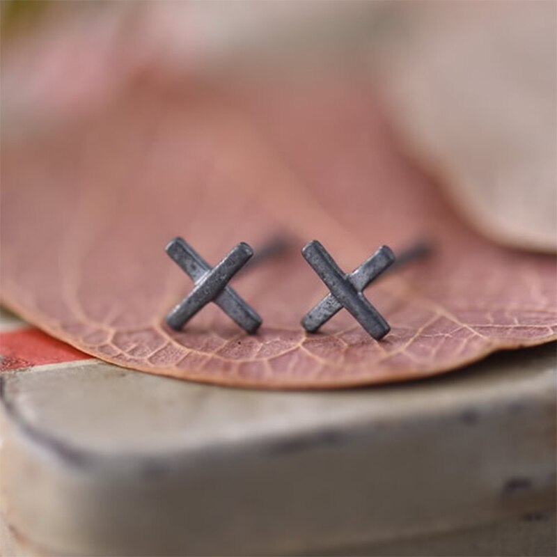 925 ohrstecker aus sterlingsilber für damen mit dem buchstaben x, schmuck für partys und hochzeiten, schlichter gothic-stil