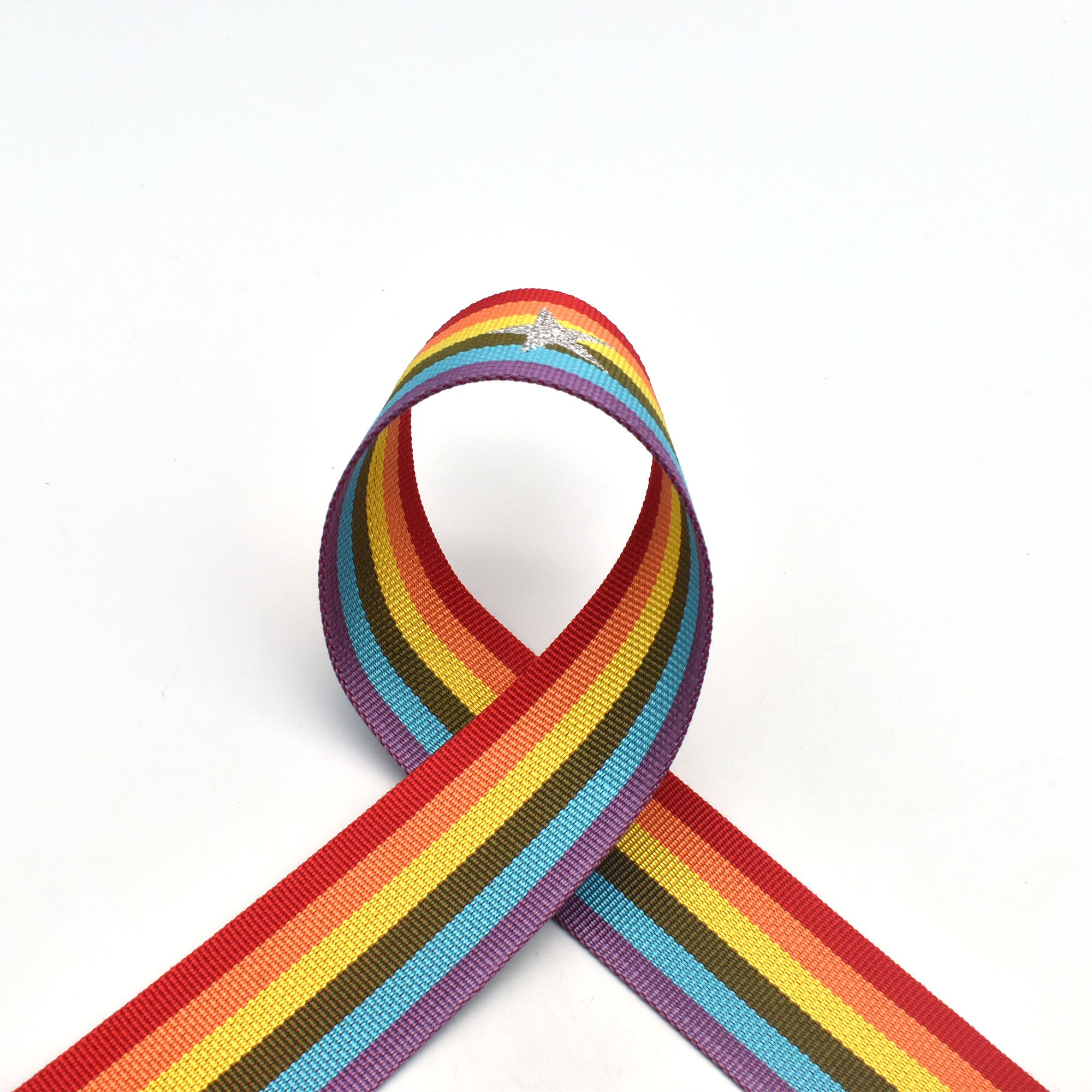 2 &quot;Regenboog Singels Met Ster Patroon Strap Webbing Heavy Duty Belt Bag Strap Portemonnee Singels Hond Kraag Geweven Riem 1/2/3/5Yards: 2 yards