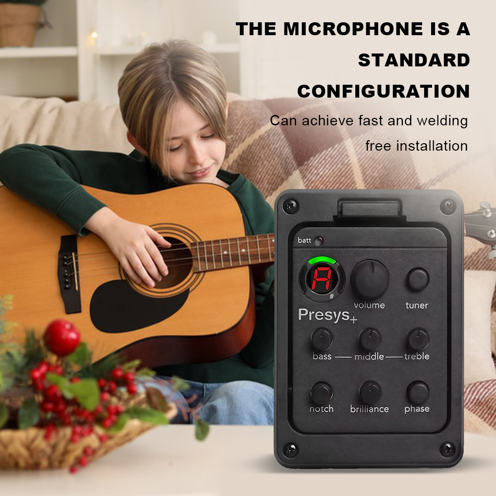 201 Classic Acoustic Guitar EQ Tuner Piezo Pickup Onboard Preamp System EQ Tuner Acoustic Guitar Preamp for Fishman Presys+