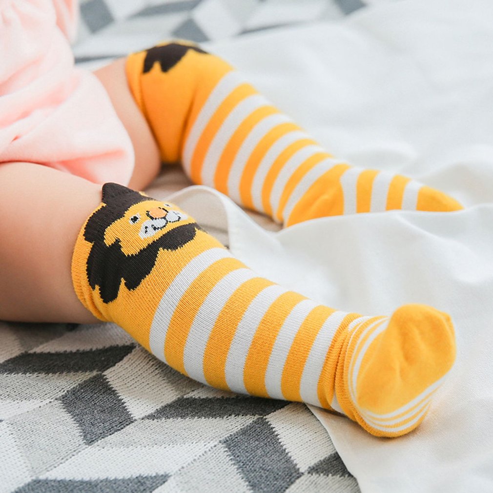 Chaussettes de dessin animé en renard lapin | 1 paire, chaussettes pour enfants, chaussettes au genou, fille, garçon, bébé Animal, bébé doux, chaussettes rayées, longues, 0-3ans, modèle