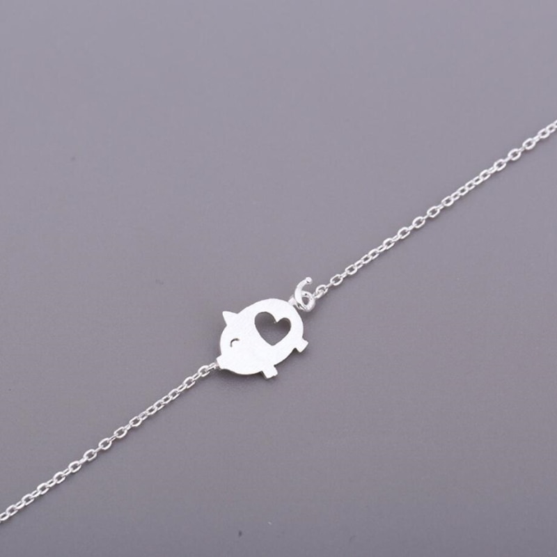 WYEAIIR Hand-drawing Cute Pig Hollowing Out Sweet Literary Simplicity 925 Sterling Silver Female Resizable Bracelets