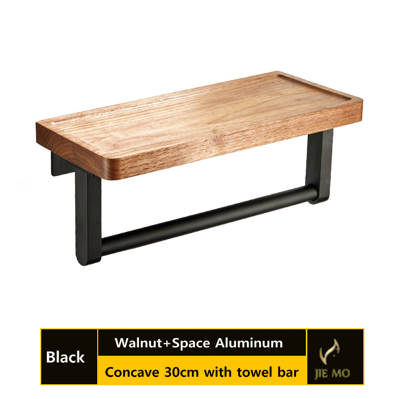 Bathroom Walnut rack the wall hanging storage shelf wood storage shelf: Navy Blue