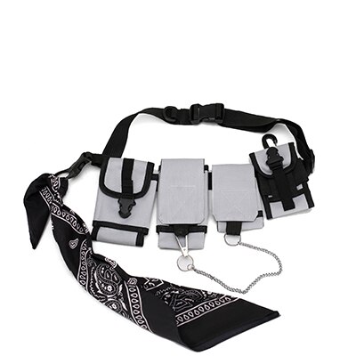 Hip Hop Brust Tasche für Männer Schwarz Streetwear Brust Rig Fanny Pack Multi-tasche Reise Telefon Gürtel Tasche beutel Taille Pack: Grau