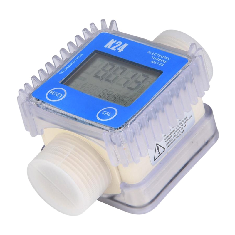 50LB LCD Fuel Flow Meter K24 Turbine Digital Die-sel Fuel Flowmeter Favorable for Chemicals Liquid Water