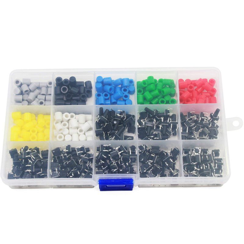 Tactile Push Button Switch Mini Momentary Tact Assortment Kit with Colorful Button Caps 420 PCS(Switch Button Caps 420 PCS)