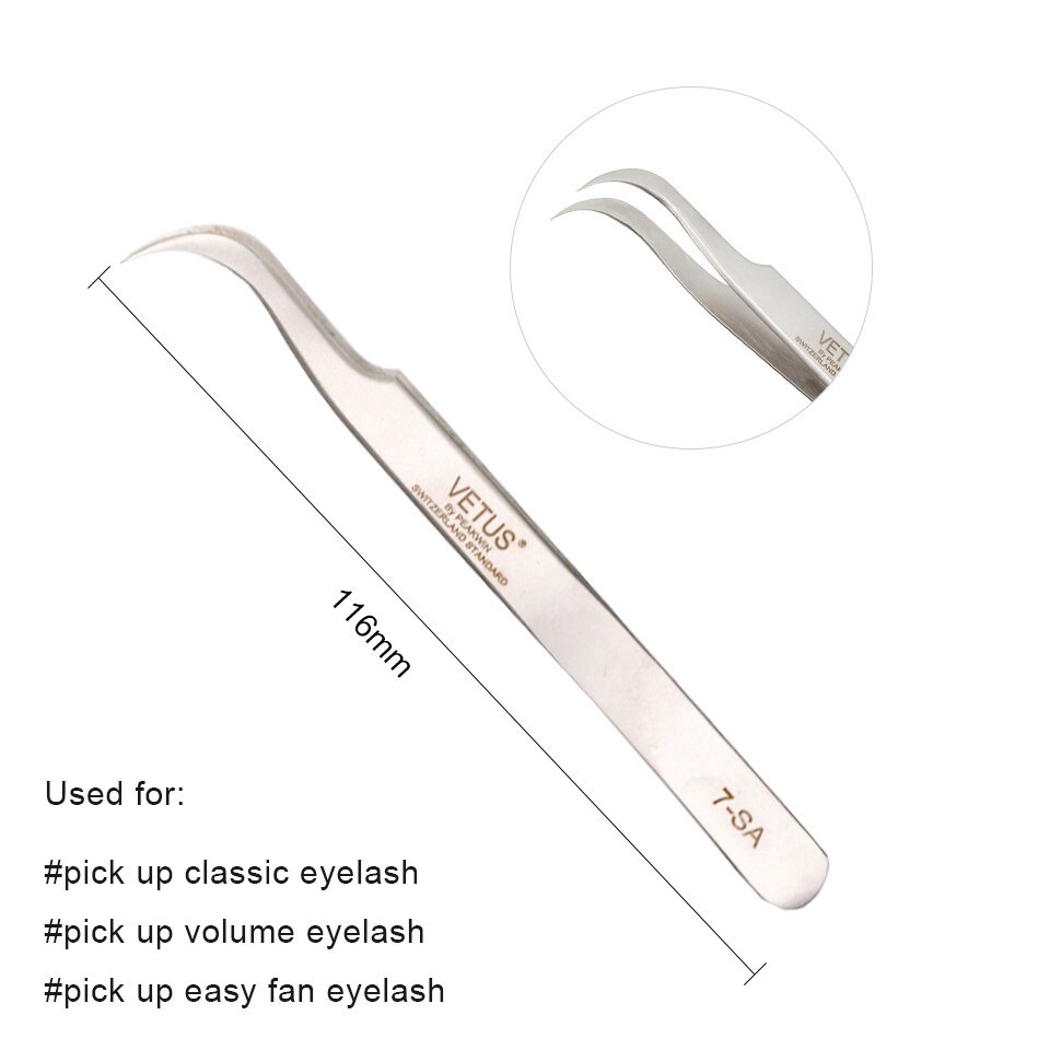 AGUUD Russian Volume Lash Tweezers Eyelash Extension Straight and Curve Stainless Steel Tweezer Makeup False Lash Tweezer Stand: AG-4