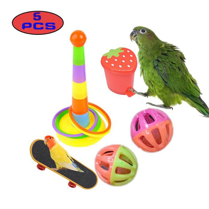 Training Toy Set Interactive Parrot Appliance Set Funny Bird Activity Toy Set: 5
