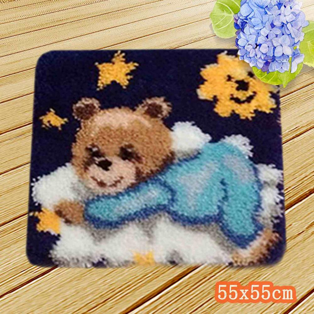 Smyrna Teppich Stickerei Haken Technik verriegeln Haken Teppich Bausätze Diy Tapijt Alfombras Kleed Knooppakket Mit Gewinde Häkeln Katze: Marine Blau