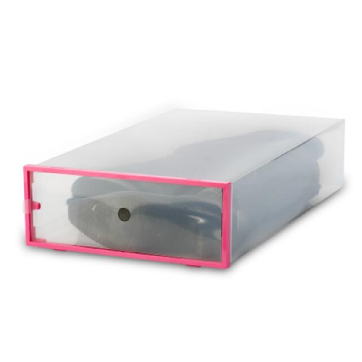 Boots Box Shoe Storage Box Case DIY Folding Shoe box Transparent Plastic Rectangle PP Organizer Thickened Holder: Pink