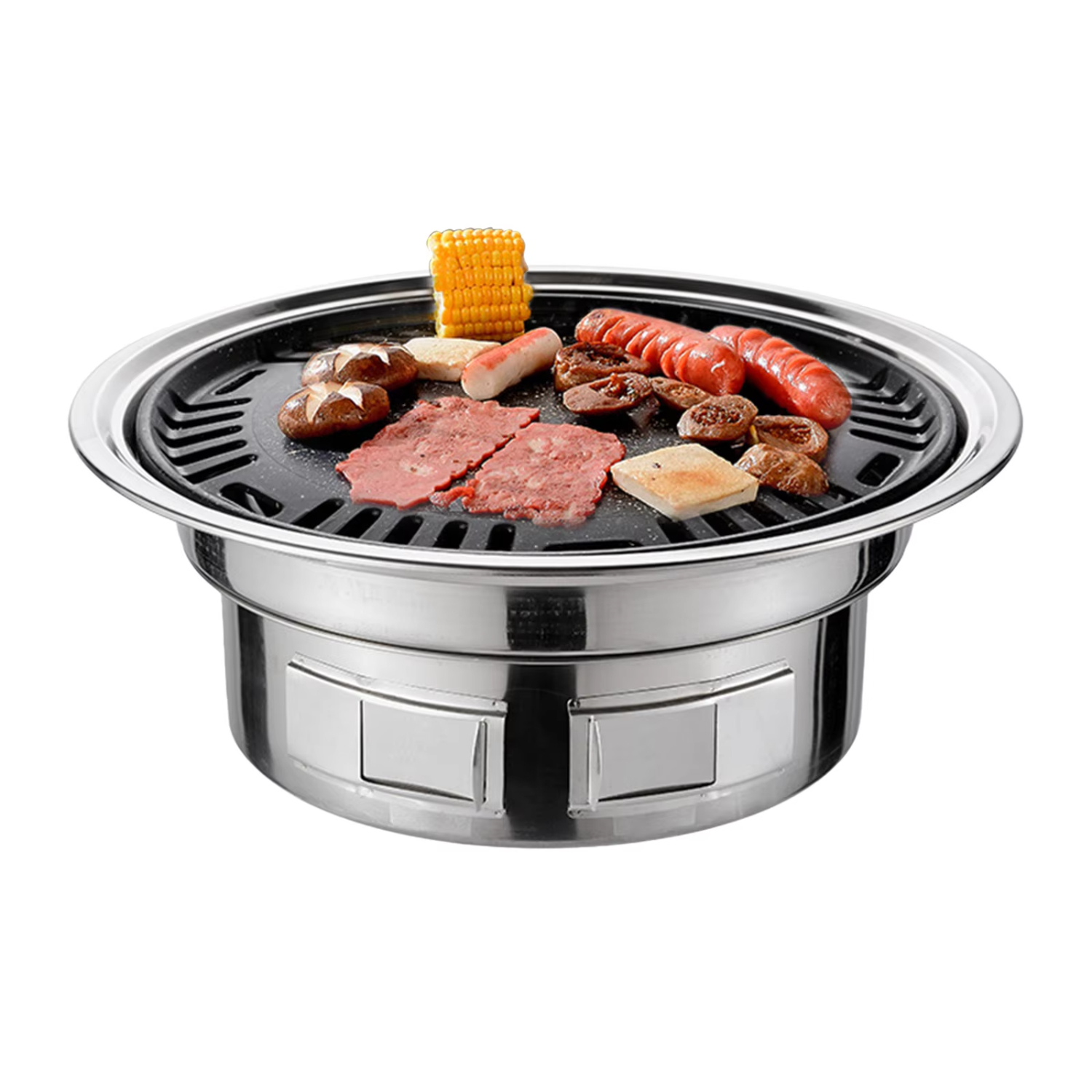 13 -zoll-koreanischer bbq-grill, multifunktionaler holzkohlegrill, runder campinggrill, tischgrill, smokergrill, grillnetz