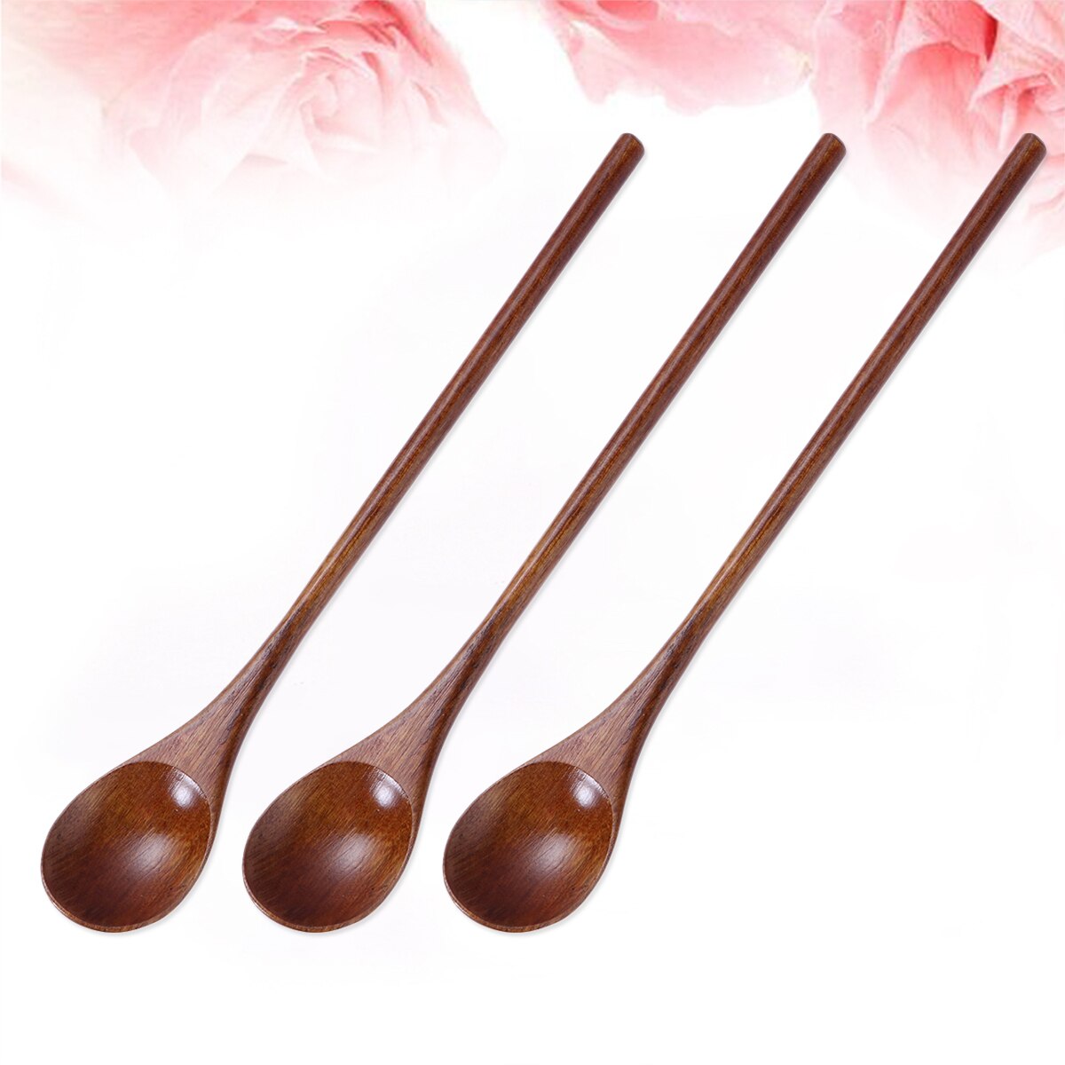 3 Pieces Eco Friendly Natural Wooden Spoon Set for Eating Mixing Stirring Cooking Coffee Demitasse Tea Dessert