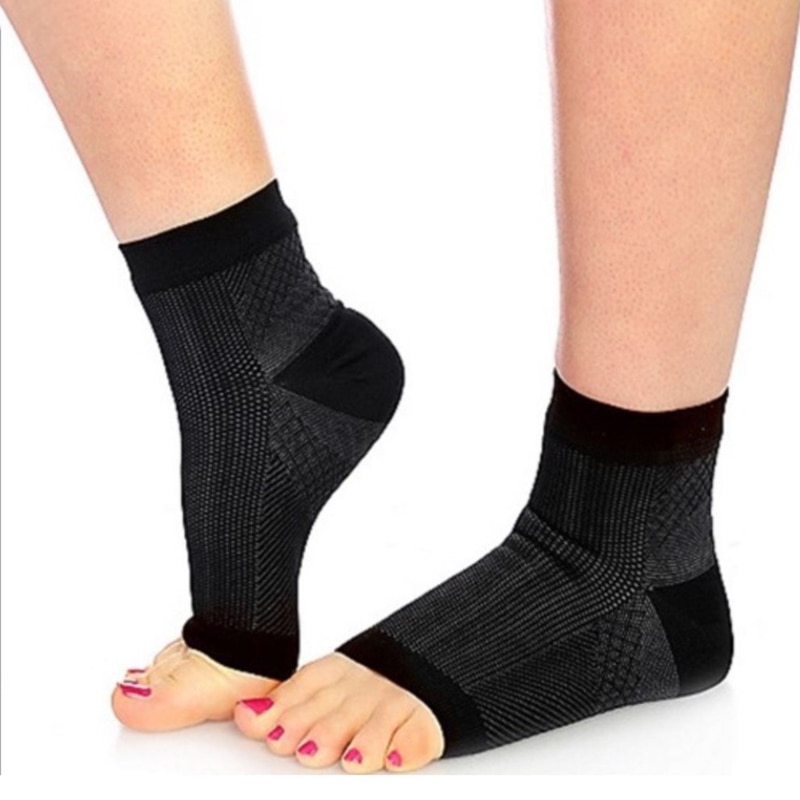 1 par sports ankelstrømper kompression stil anti træthed fod ærme åndbar til sommer støtte sokker spandex sort unisex