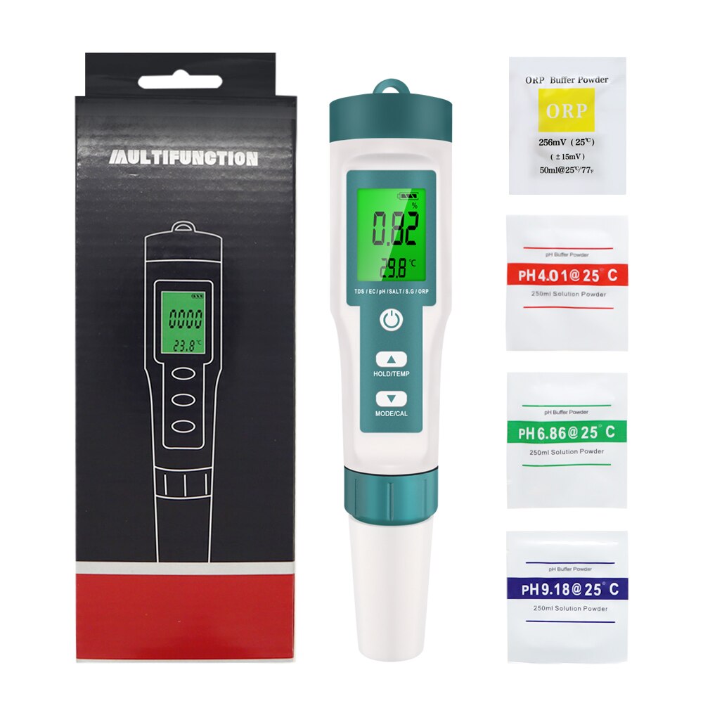 7 in 1 PH TDS EC ORP Salinity S.G TEMP Meter Digital PH Tester C-600 Water Tester for Drinking Water Aquariums PH Meter