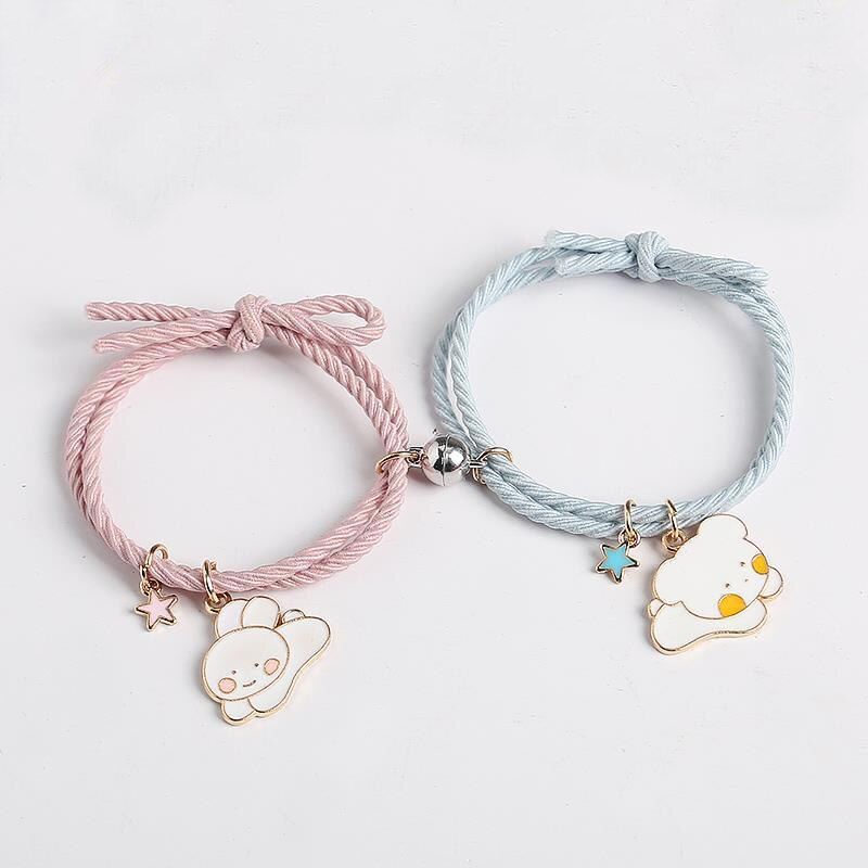 Romântico 2 pçs/set Ímã Pulseira Casal Bonito Do Cão Do Gato Pingente Braslet BFF Amigo Braclet Pulseras Brazalete Emparelhado Presente Para O Amor