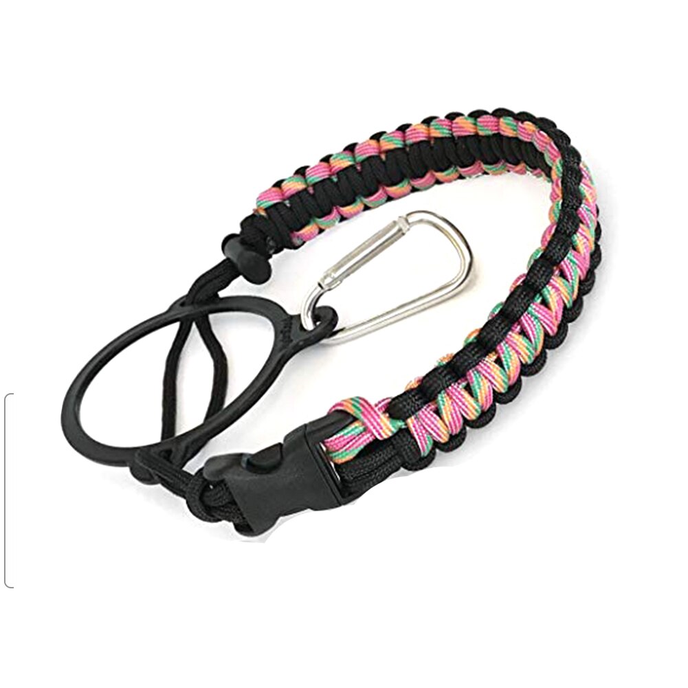 Paracorde pour bouteille d&#39;eau de randonnée avec anneau, sangle à large bouche, accessoires de voyage tressés, porte-gobelet Simple pour Hydro-gourde: Colorful