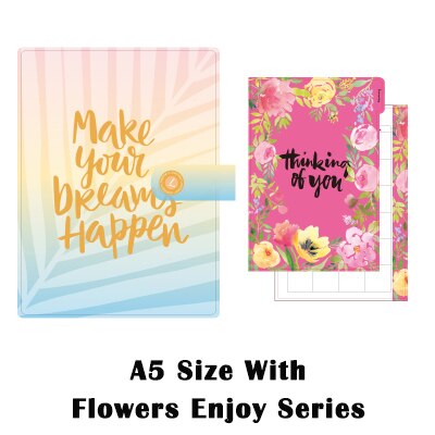 Lovedoki Dokibook A5 A6 notebook planner notebook Diary Agenda Pink gold Kawaii diy Organizer stationery: A5 Flowers Enjoy