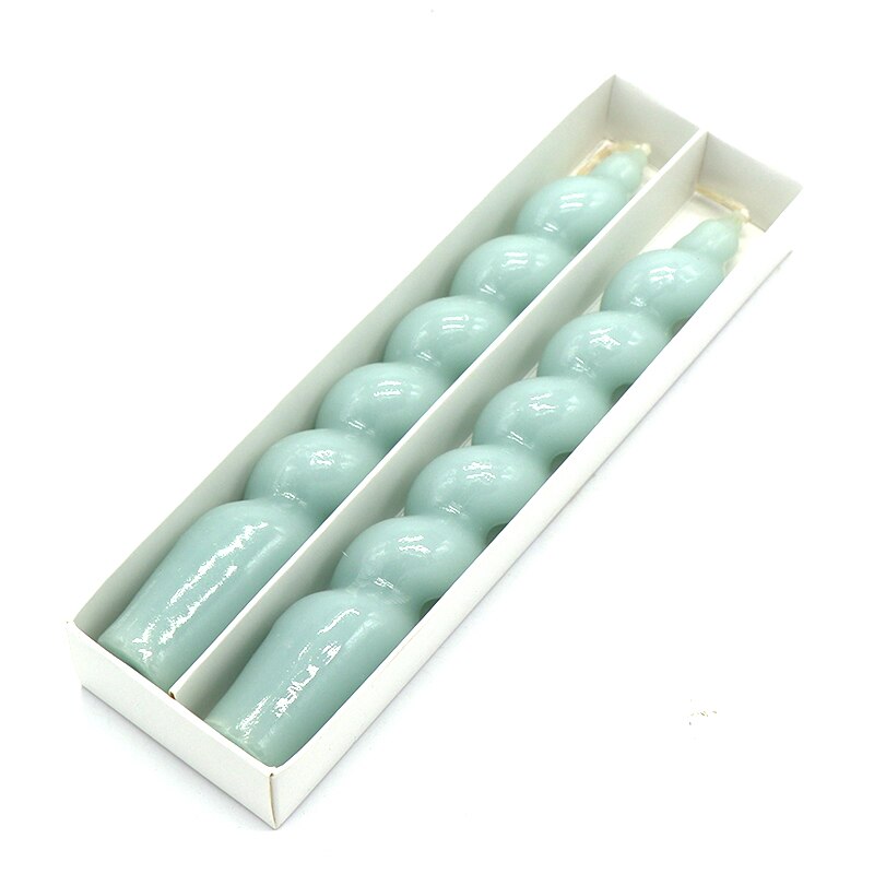 Velas cónicas de Color para decoración de boda, juego de velas nórdicas de palo largo para decoración de mesa, Festival de cumpleaños: BabyBlue Spiral 2PC