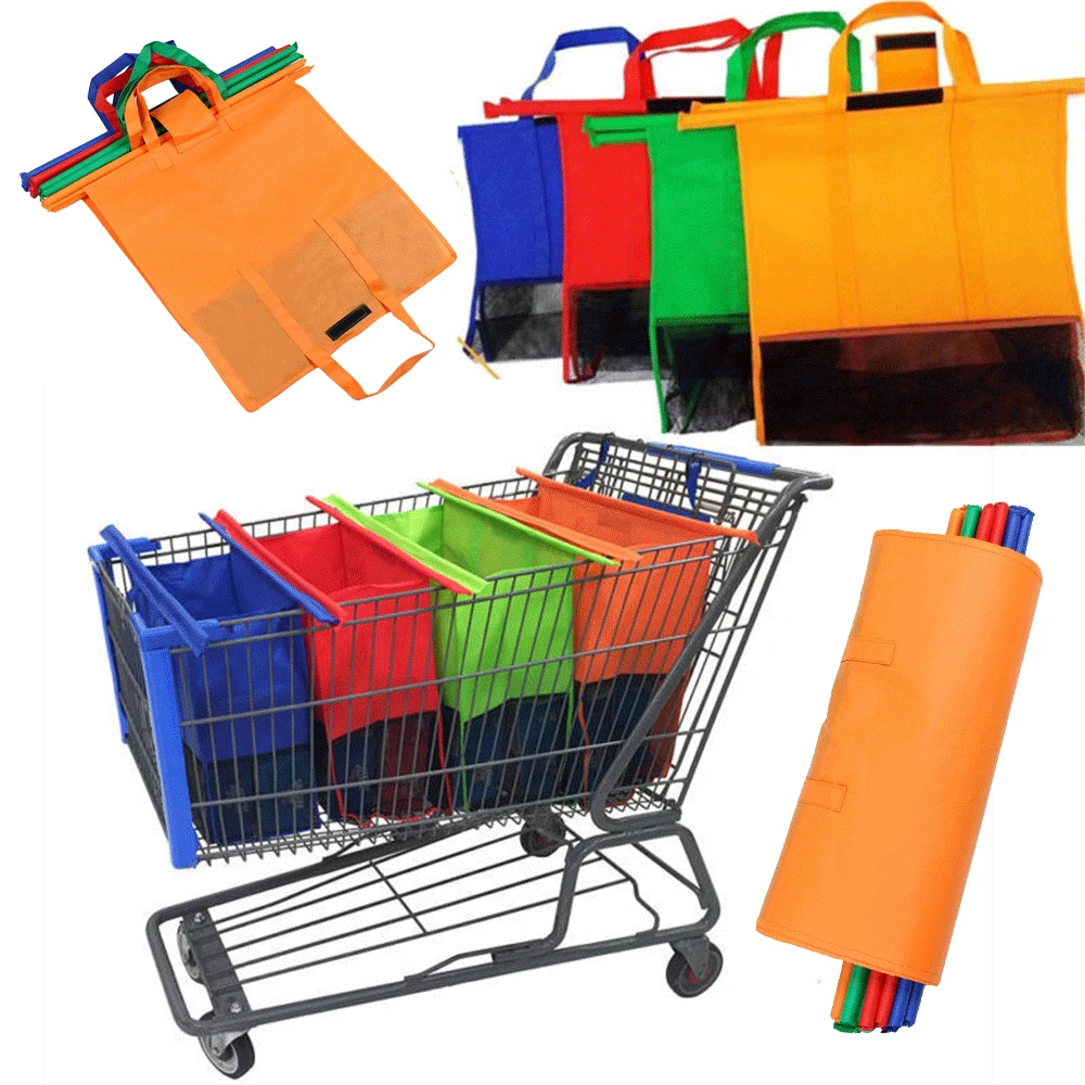 Trolleytassen-4 Pack Herbruikbare Boodschappentassen Voor Boodschappen Met Koeltas Eierzakken Te Gebruiken