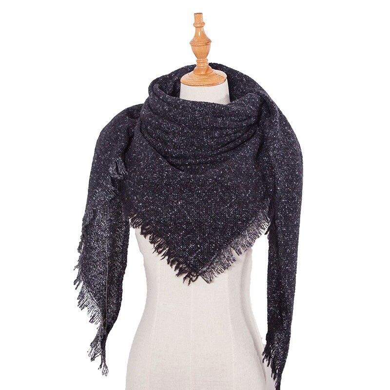 Women Winter Warm Scarf Knit Pashmina Bandana Solid Female Warm Triangle Double Size Scarves Blanket Shawls And Wraps Bufanda