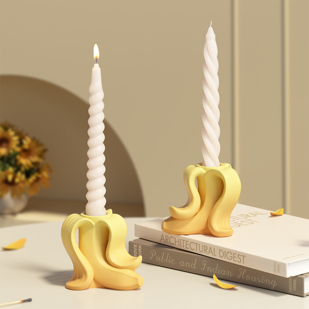 Portavelas de plátano, moldes de silicona para decoración del hogar, candelabro, yeso, cemento, artesanía, adorno de fruta, molde de resina