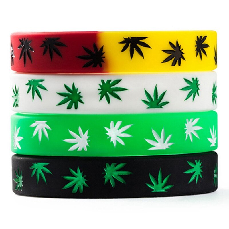 1Pc Bladeren Jamaica Rasta Reggae Siliconen Armband & Bangles Zwart Wit Kleur Siliconen Armband Mode-sieraden
