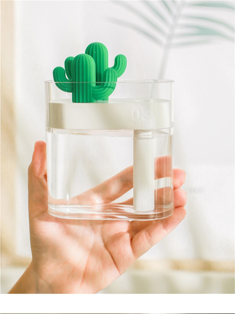 319 Clear Cactus Ultrasone Luchtbevochtiger 160Ml Kleur Licht Usb Luchtreiniger Anion Mist Maker Water Verstuiver