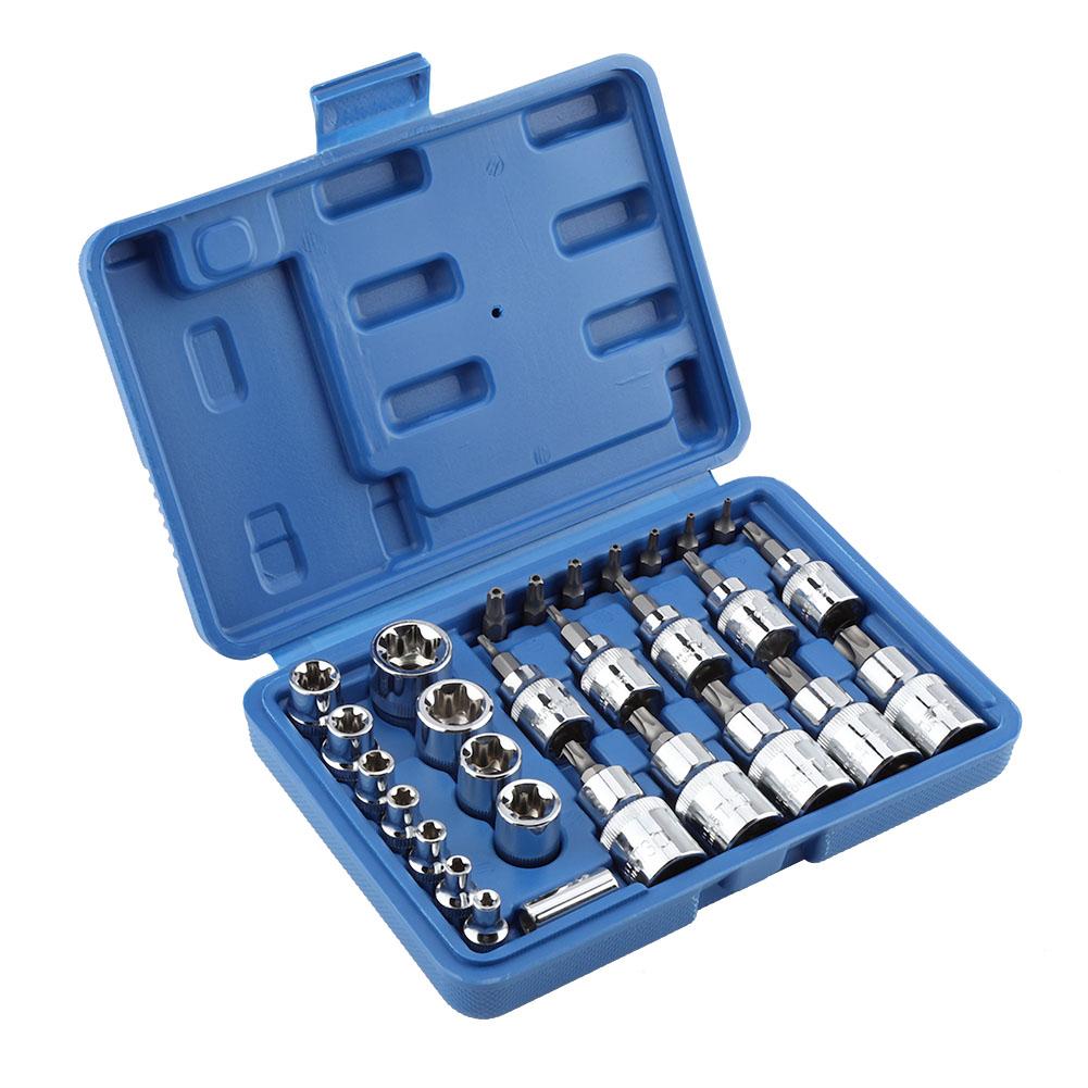 29 PCS/Lot Star Socket Tool Set Hard Steel Mechanical Repair Tool Set Socket Adapter Bit Adapter Repairing Hand Tools