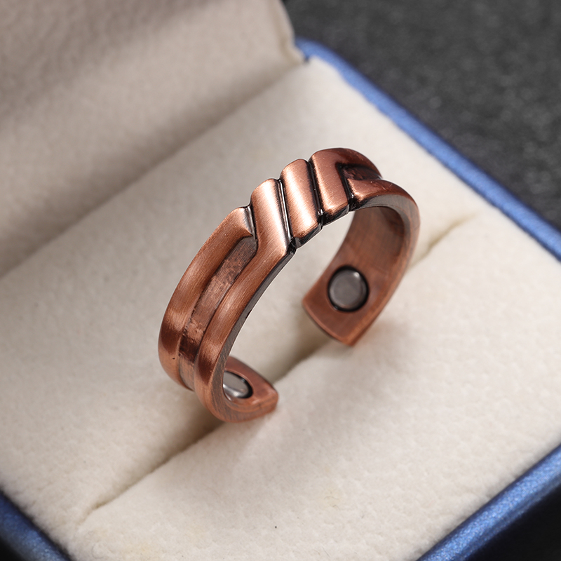 Anillo magnético con apertura de cobre ondulado a la Retro, accesorios de joyería Retro multifuncionales para hombres y mujeres: Rojo