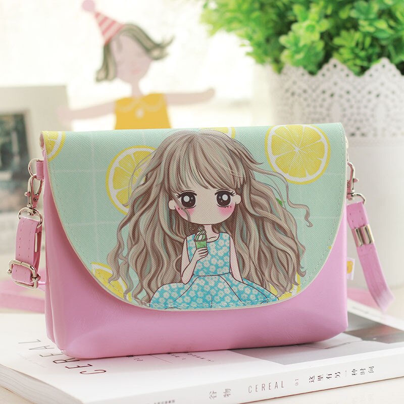 Korean Style Cartoon Cute Girl Pu Leather Cross-Body Phone Crossbody Bag Mini Hanging Neck Bag WonDo