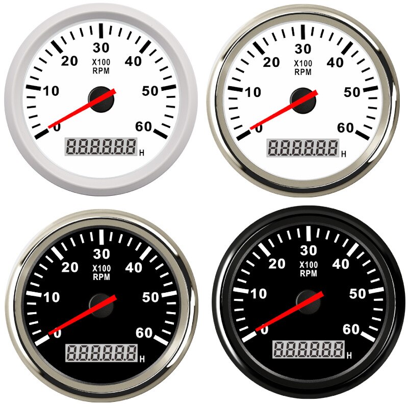 Båtturteller marine turtellermåler 8000 rpm 85mm turtellermåler lcd timeteller tacometro fit diesel bensin 12v/24v