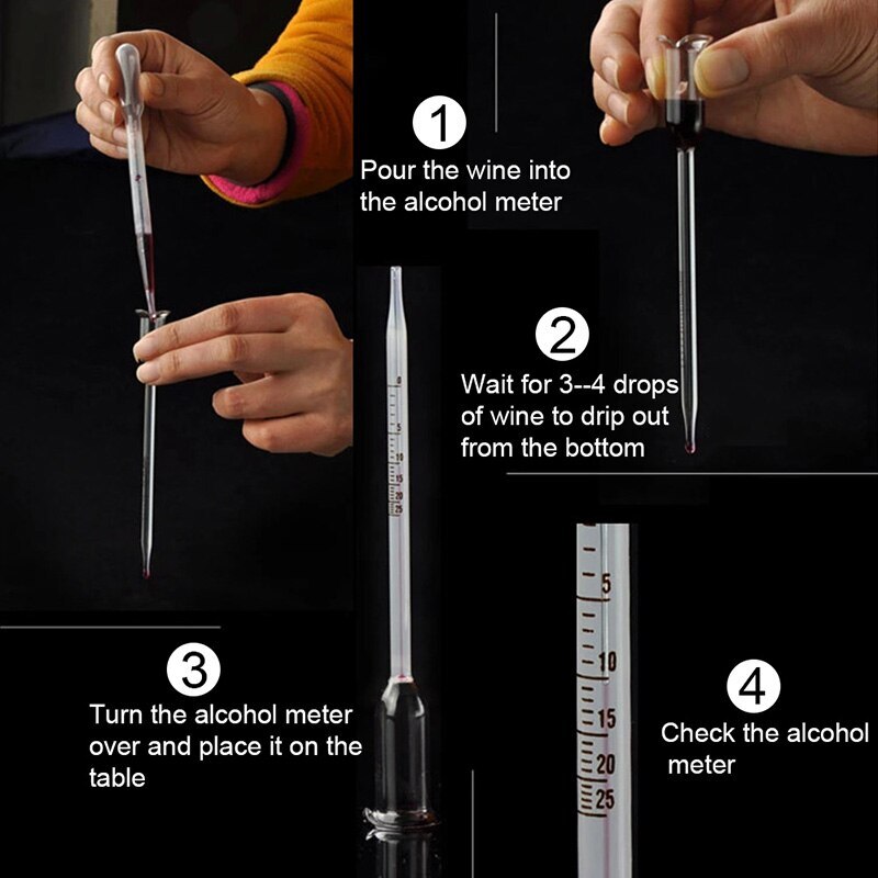 Alcohol Meter Thuis Brouwen Vinometer Tester Vintage Meetinstrumenten Alcoholmeter Wijn Concentratie Meter 0-25 Hydrometer