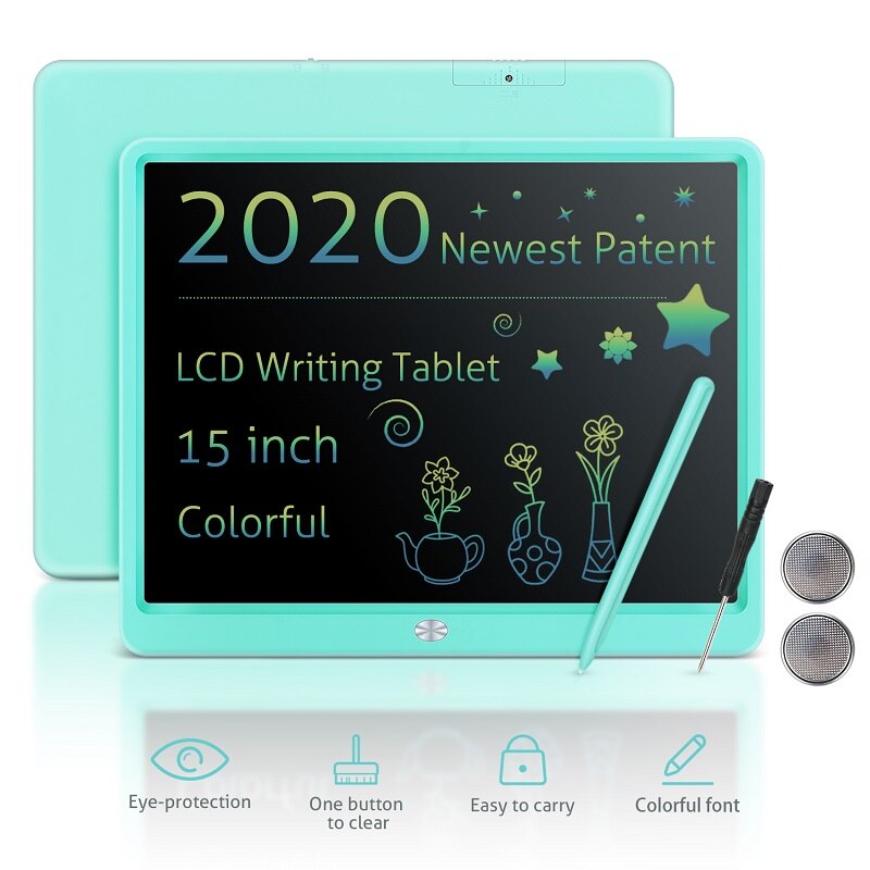 Lcd Schrijfblad 15 Inch Tekening Handschrift Pad Bericht Graphics Board Kids Schrijfbord Lock Key Een Klik Clear kind: 15inch clolor blue