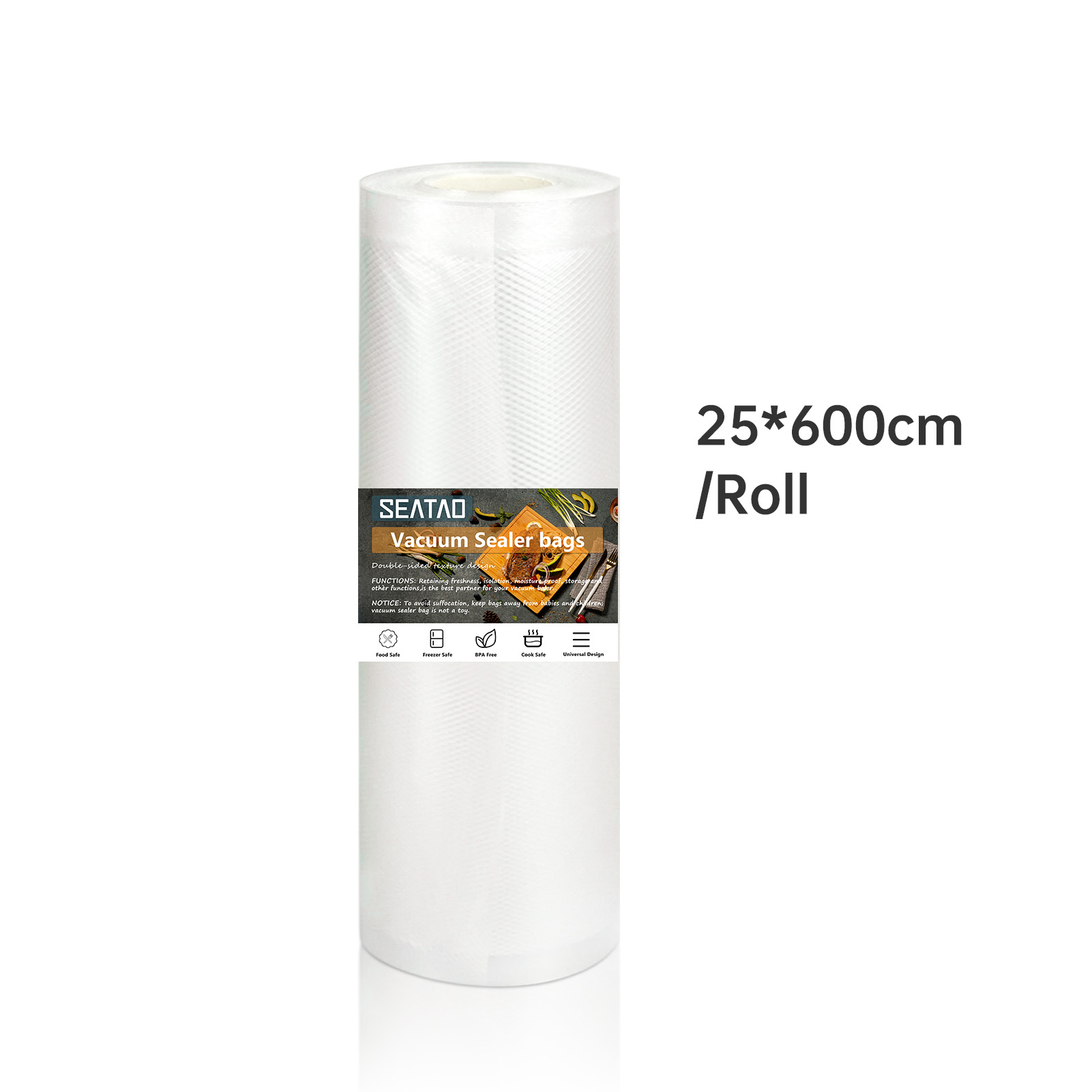 Worki próżniowe SEATAO do żywności Zgrzewarka próżniowa Żywność świeża, długa przechowywanie 12+15+20+25+28cm*600cm Rolki/partia worków do pakowania próżniowego: Brązowy