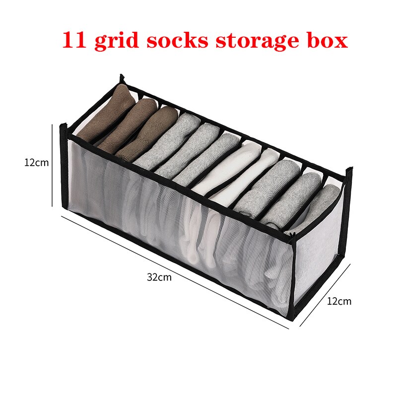 Sous-vêtements boîte de rangement Placard Organisateur Pliable Sous-Vêtements Organisateurs de Stockage de chaussettes Diviseurs Tiroir Organisateur Garde-Robe organisateur: Black 11 Grid