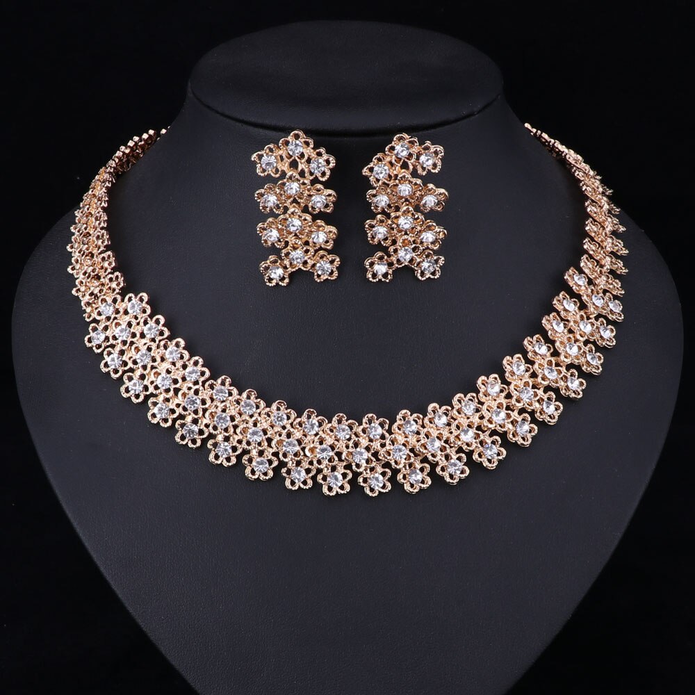 Conjuntos de joyería de disfraz africano, collar de de Color dorado, pendientes para mujer, accesorios de de cristal