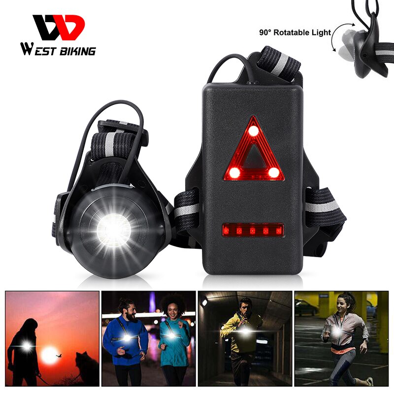 WEST BIKING-luz frontal de pecho para correr, lámpara de advertencia de 2200mAh con carga USB, para ciclismo, pesca, senderismo y Camping