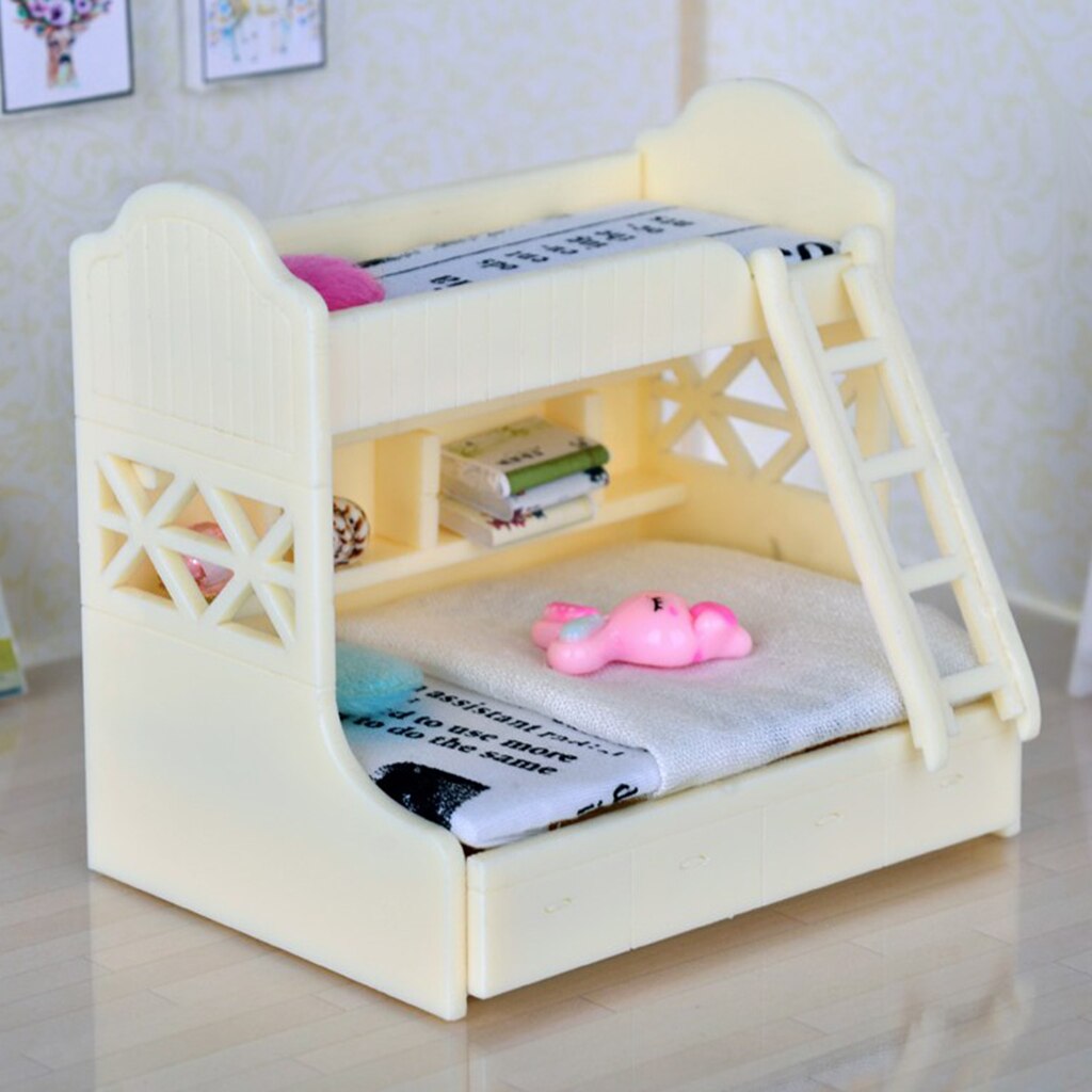 1/12 Dollhouse Miniature Furniture Bunk Bed Double Bunk Bedroom Accessory #1