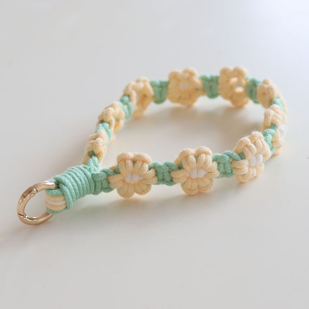 etui na telefon w stylu koreańprzejrzeć boho z sznurkiem, breloczek robić kluczy, opaska na nadgarstek robić telefonu, pleciony brelok z kwiatkiem stokrotki, zawieszka robić torby.: Niebieski