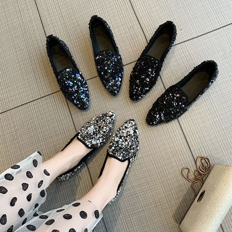 femmes Ballet chaussures loisirs printemps automne ballerine Bling Flash paillettes chaussures plates princesse brillant pointu chaussures de mariage