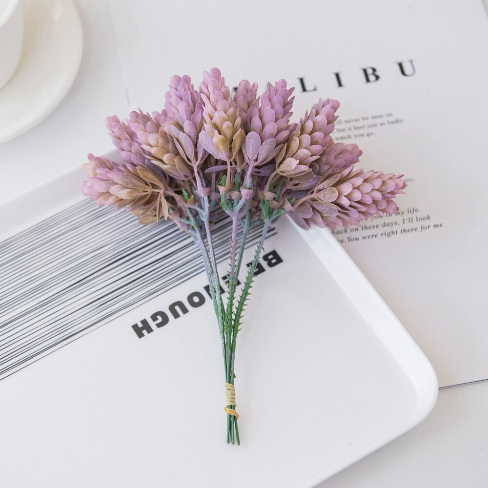 6 Stuks/Bundel Ananas Gras Plastic Kunstbloemen Diy Bonbondoos Vazen Voor Home Decor Tafel Bruiloft Bridal boeket