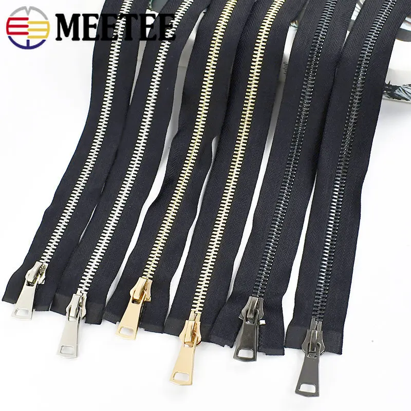 1Pc 70-100cm 8# Metal Zipper Double/Single Slider Open End Auto Lock Zippers for Bag Jacket Sewing Closures Zip Cloth Accessory