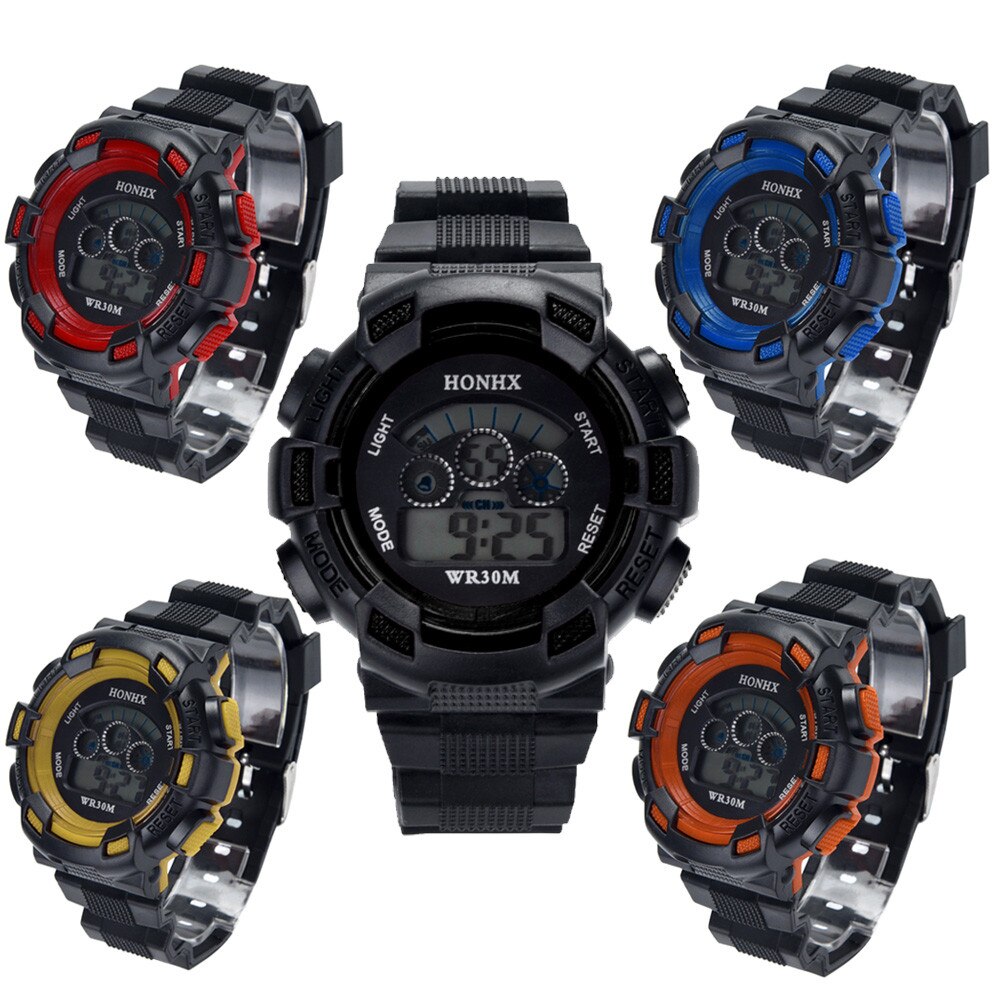 Student Waterproof Children Boys Digital LED Sports Watch Kids Alarm Date Watch Casual Electronic Simplicity Round Watch