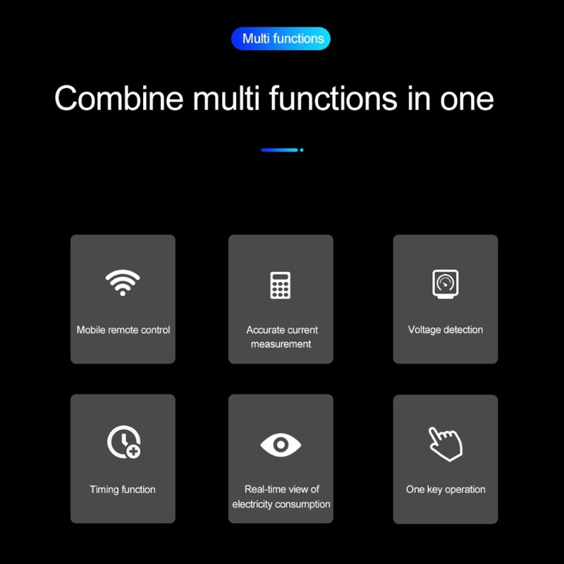 100-240VAC Single Phase WIFI Home Energy Meter with Timer Switch Remote Control by APP Voltage Current Detection Timing
