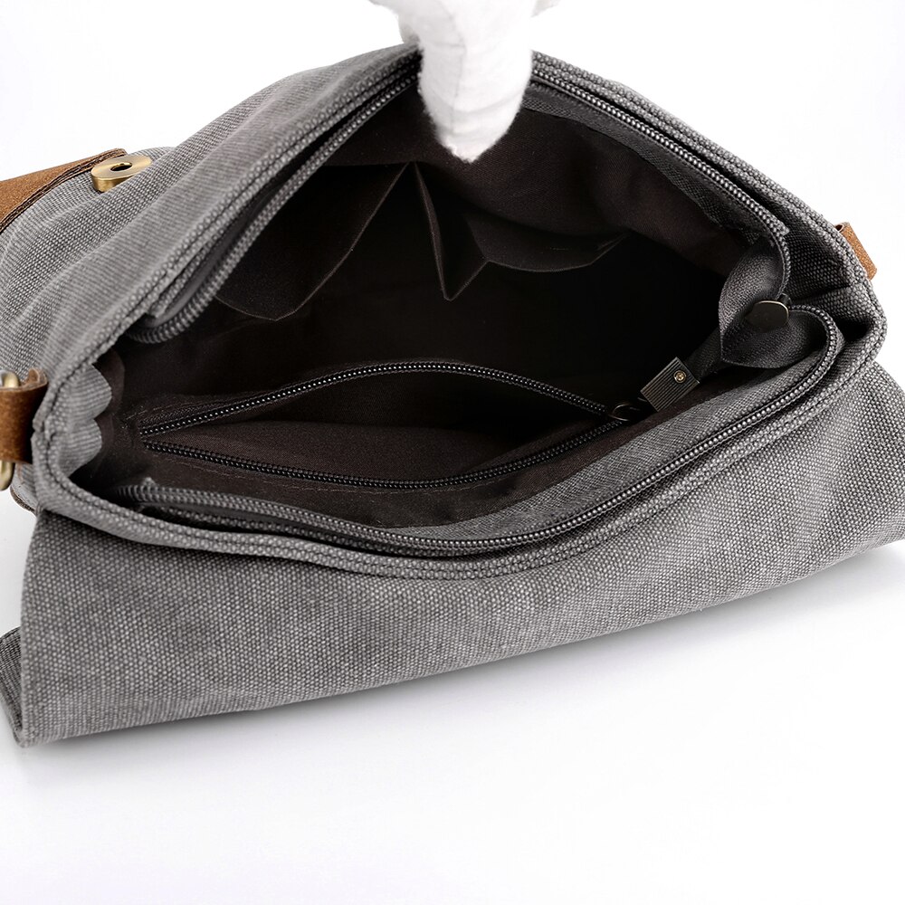 Solid lerret dameskulderveske myk hasp slitesterk crossbody allsidige vesker og vesker med flere lommer