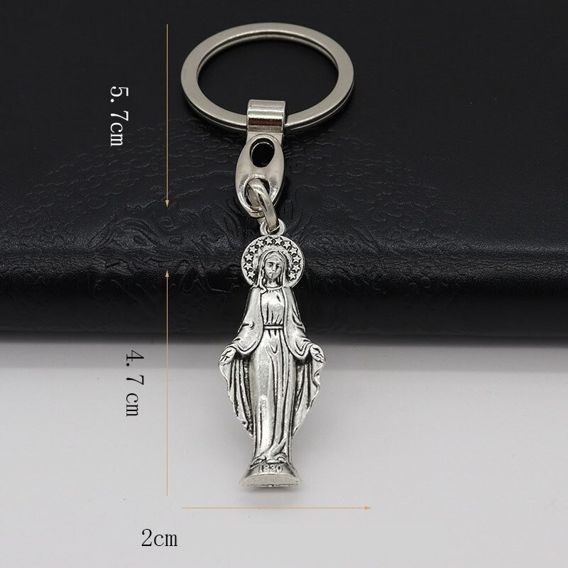 Heymamba katolsk jesus jomfru maria charme vedhæng engel helgen benedict krucifiks statue nøglering religiøs kirke souvenir