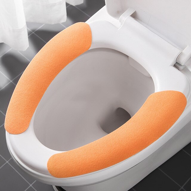 Comfortabele Borduren Badkamer Toilet Seat Cover Winter Wc Cover Huishoudelijke Closestool Mat Seat Case Deksel Deksel: Orange 2