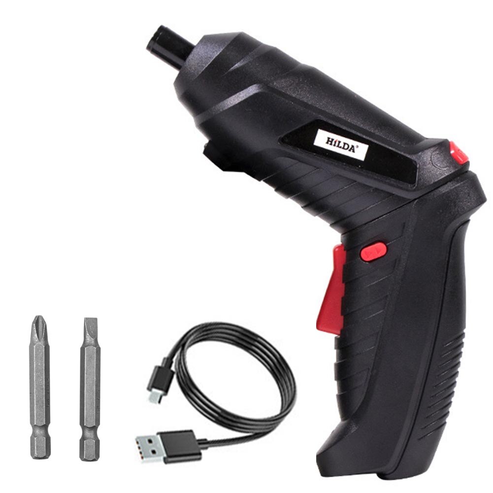 Multi-functional Electric Screwdriver Hand Drill Easily Carrying Cordless Household Rechargeable Lightweight Gadgets: Black