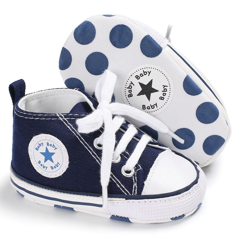 Zapatos de lona para bebé, calzado de lona con cordones para bebé y Niña: Black / 13-18 meses