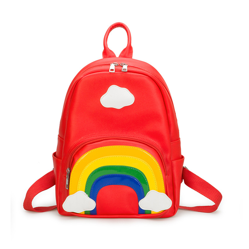 freundlicher Rucksack Mädchen Schule Taschen Neue Karikatur Regenbogen Drucken Rucksack eltern-Art-Paket freundlicher Rucksäcke: groß rot